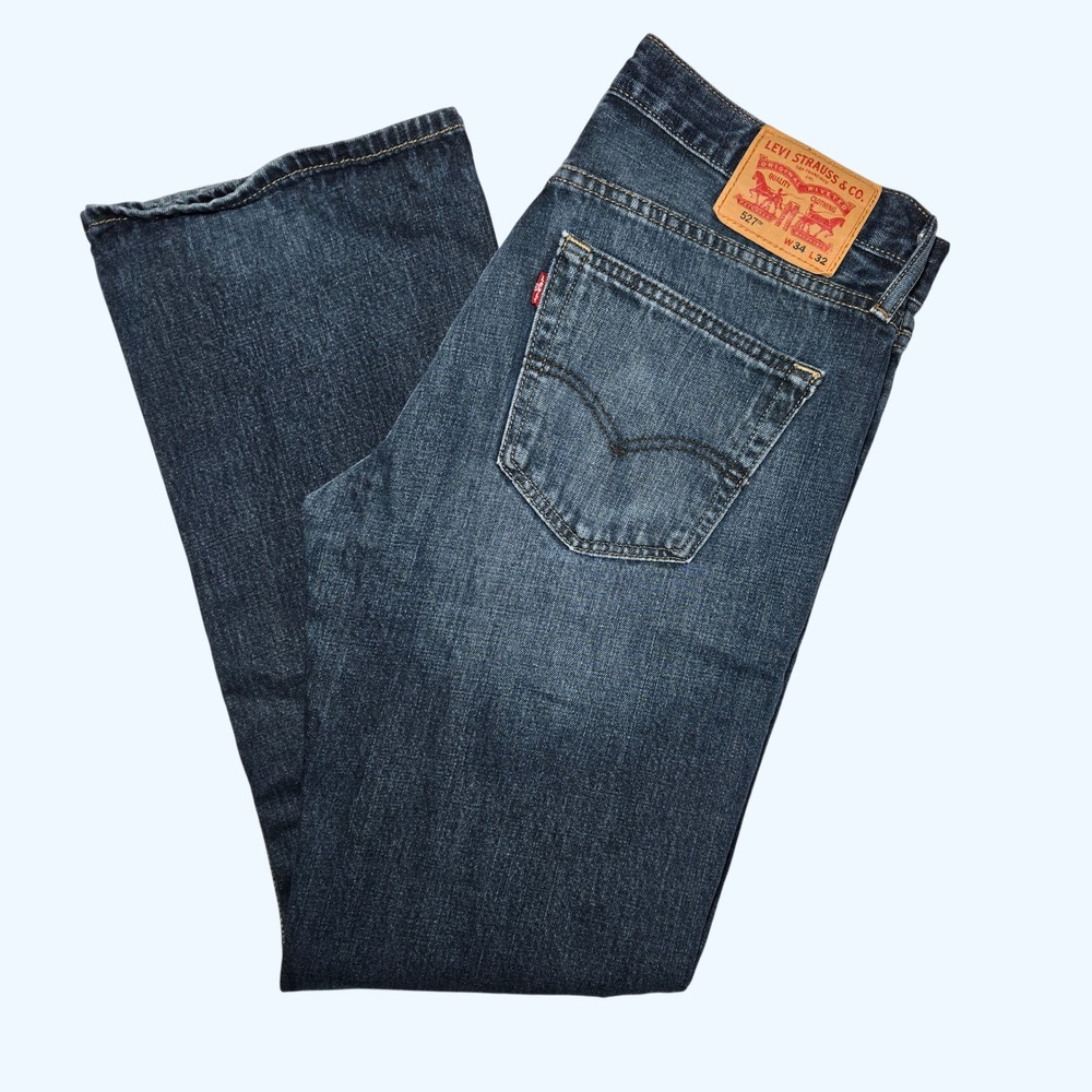 Levis 527 Mens Slim Bootcut Jeans Dark Wash Denim 34x32 Blue 05527-0501